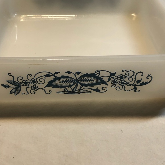 Glasbake 8" Square Casserole Dish "Blue Onion" Blue Floral Print Vintage USA - Picture 2 of 10
